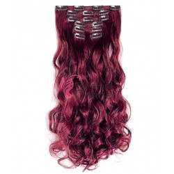 Extensii de par Full Head Ondulat 10 Piese Burgundy Cod 9317118
